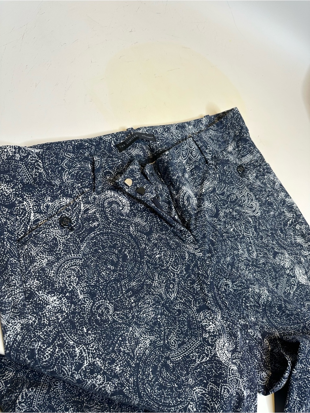 The Limited Navy Blue Paisley Cropped Pants